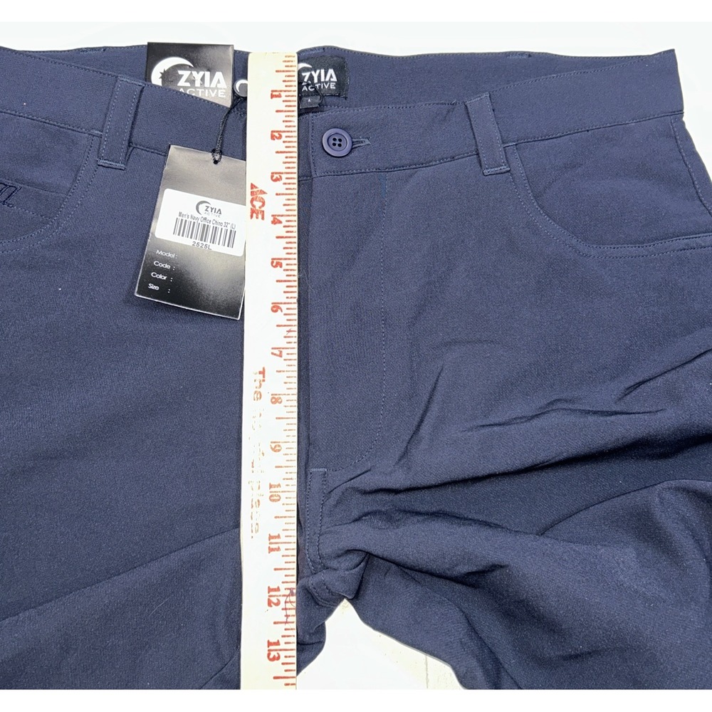 NWT ZYIA Mens Large‎ 32" Inseam Navy Office Chino Pants Stretch - Picture 6 of 7